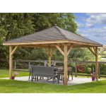 Onlywood Gazebo in Legno KIOSK Tetto in Legno 430 x 430 cm - Antivento-0