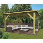 Onlywood Gazebo in Legno KIOSK Tetto in Legno 430 x 430 cm - Antivento-54552