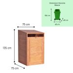 Onlywood Porta bidoni da esterno 75 X 75 X 135 h.cm in Legno Hardwood - Resistenza Extra-58591