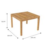 Onlywood Tavolo da giardino in Teak Quadrato - 100 x 100 x 75 h cm -54425