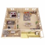 Onlywood Casetta in legno abitabile 60 Mq AZORES - 941 x 848 cm - Spessore 70 mm-55399