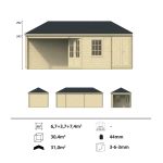 Onlywood Casetta in legno con tettoia laterale OLSON 705 X 300 cm-55313