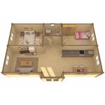 Onlywood Casetta in legno abitabile 60 Mq SKERRIES - 1050 x 650 cm - Spessore 70 mm-55432