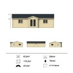 Onlywood Casetta in legno abitabile 60 Mq SKERRIES - 1050 x 650 cm - Spessore 70 mm-55435