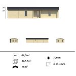 Onlywood Casetta in legno abitabile 50 Mq SLANE - 1400 x 490 cm - Spessore 70 mm-55384