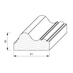 Cornice per Boiserie in Legno Massello Laccato Bianco 61 x 30 mm - Asta da 3 m-56529