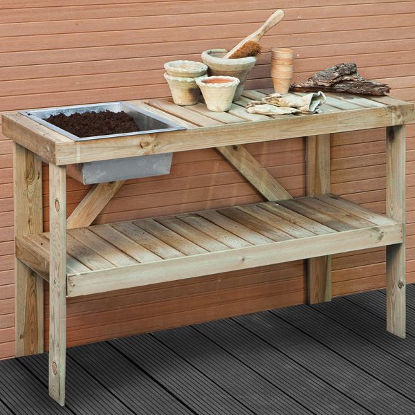 Onlywood Banco da lavoro in legno trattato 122 x 46 x 82 h. cm-0