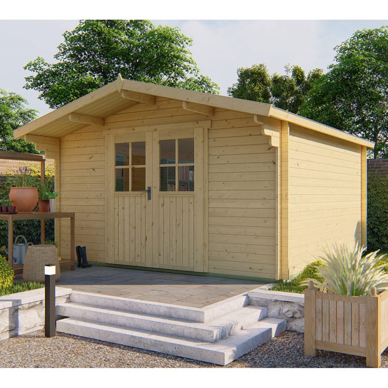 Onlywood Casetta in legno da giardino TORRENT - 400 X 400 cm - Spessore 34 mm-0