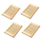 Onlywood Confezione 4 Ante in Legno 494 x 435 mm Persianate in Pino Naturale Massello -0