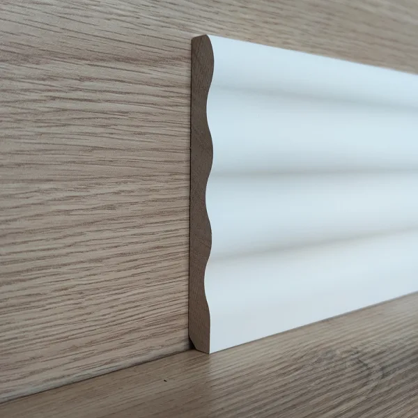 Battiscopa Legno BIANCO Laccato - Modello CAIRO - 140 x 14 mm - Sagomato-0