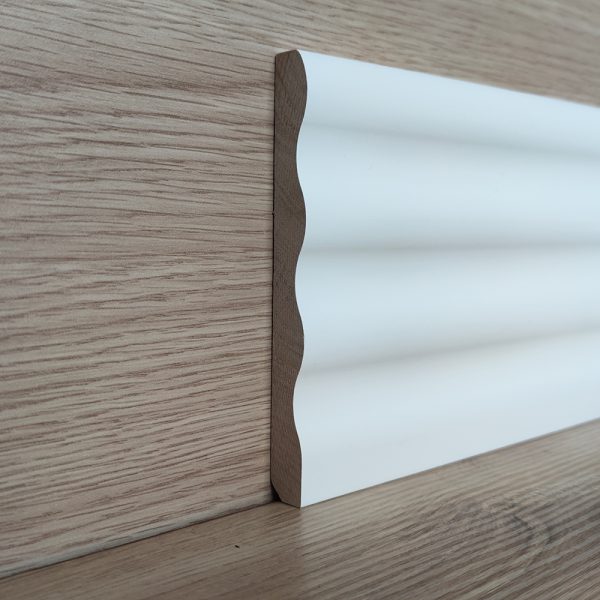 Battiscopa Legno BIANCO Laccato - Modello CAIRO - 140 x 14 mm - Sagomato-0