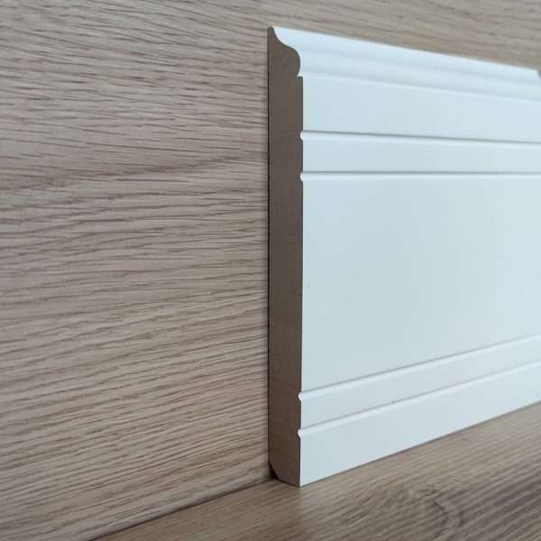 Battiscopa Legno BIANCO Laccato - Modello DUBAI - 180 x 18 mm - Sagomato-0