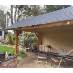 Onlywood Gazebo in Legno Chiuso THURINGER 500x350 cm con Frangivista-78664