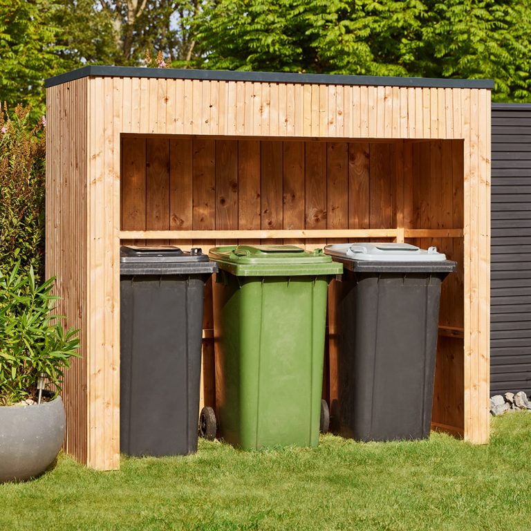Porta bidoni da esterno 241 x 96 x 170 h.cm in Legno Trattato - RACCOLTA DIFFERENZIATA-0