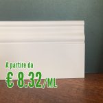 Onlywood 25 ML Battiscopa Legno BIANCO Laccato - Modello Ducale - 100 x 13 mm-0