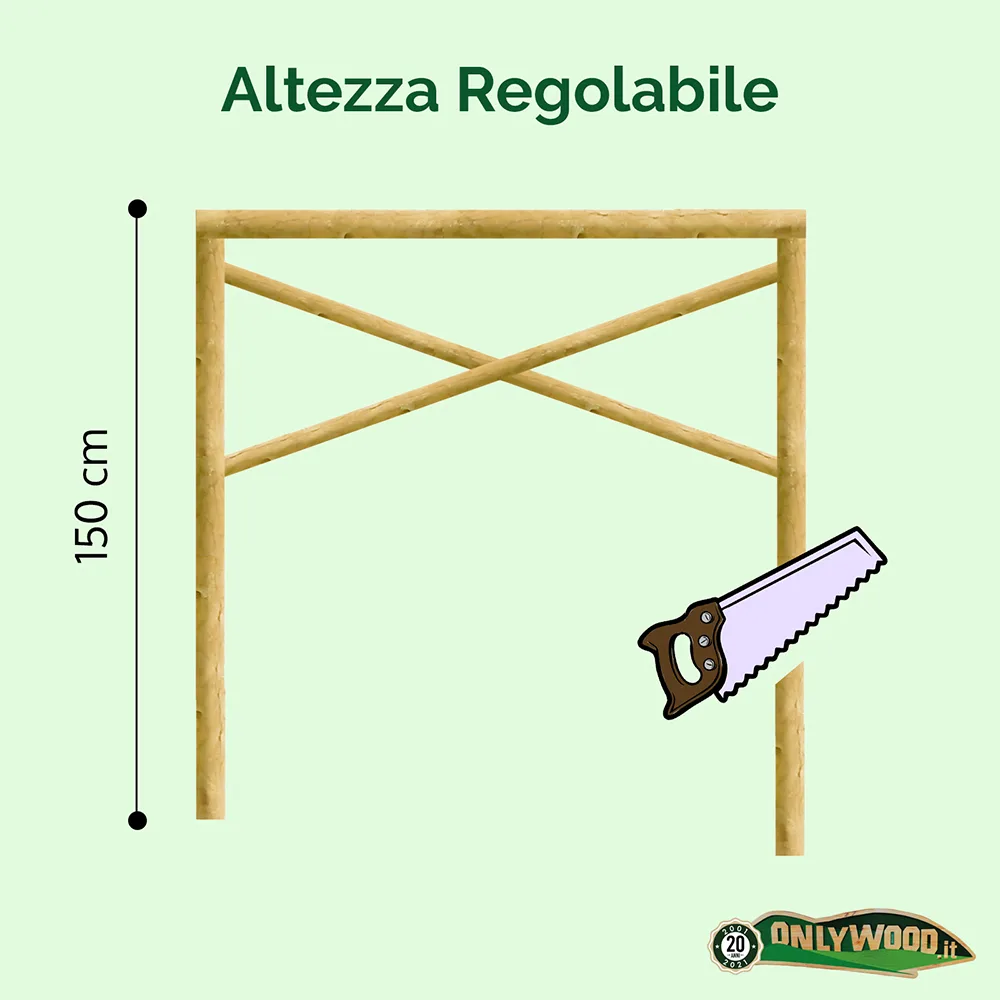 Onlywood Staccionata a Croce S. Andrea in Pino Certificato (misure L 150cm x H 150cm) - Modulo iniziale con 2 piantoni-80738