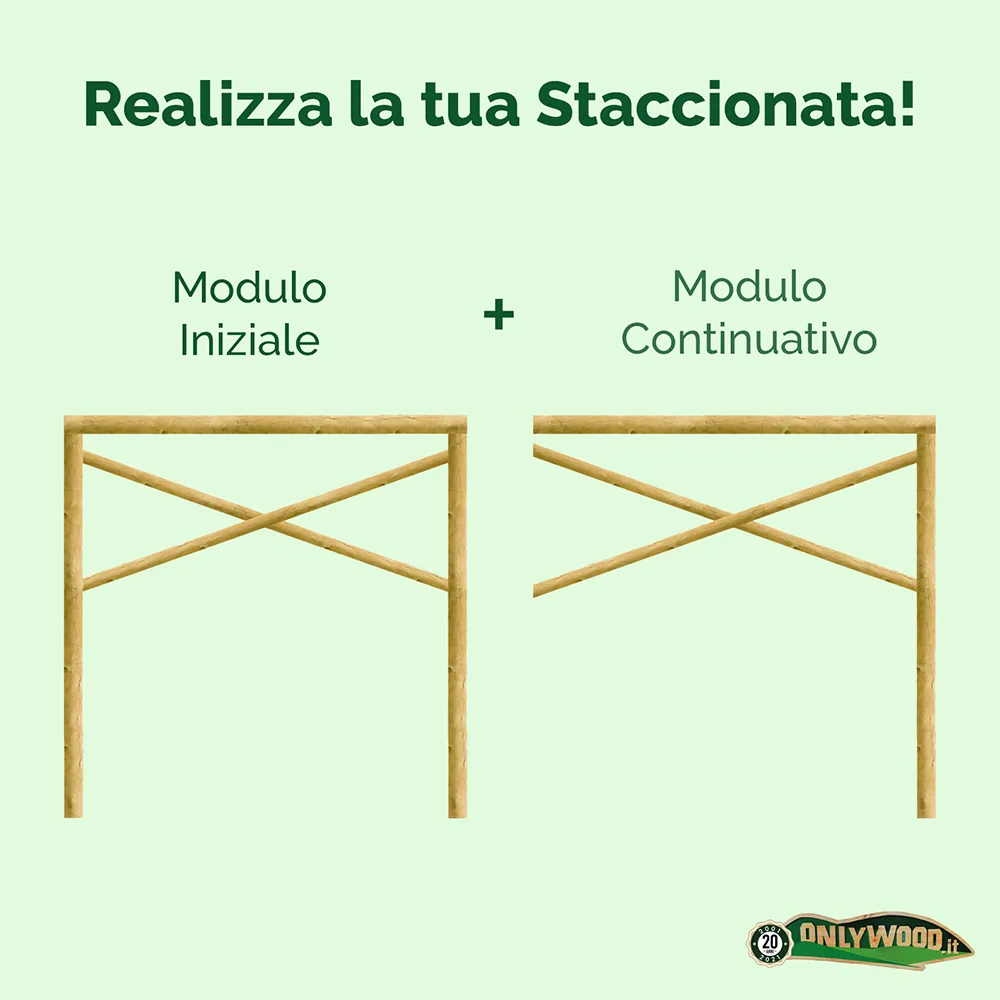 Onlywood Staccionata in Legno a Croce Sant'Andrea in Pino. Dimensioni (misure L 150 centimetri x H 150 centimetri). Modulo continuativo con 1 piantone-80722