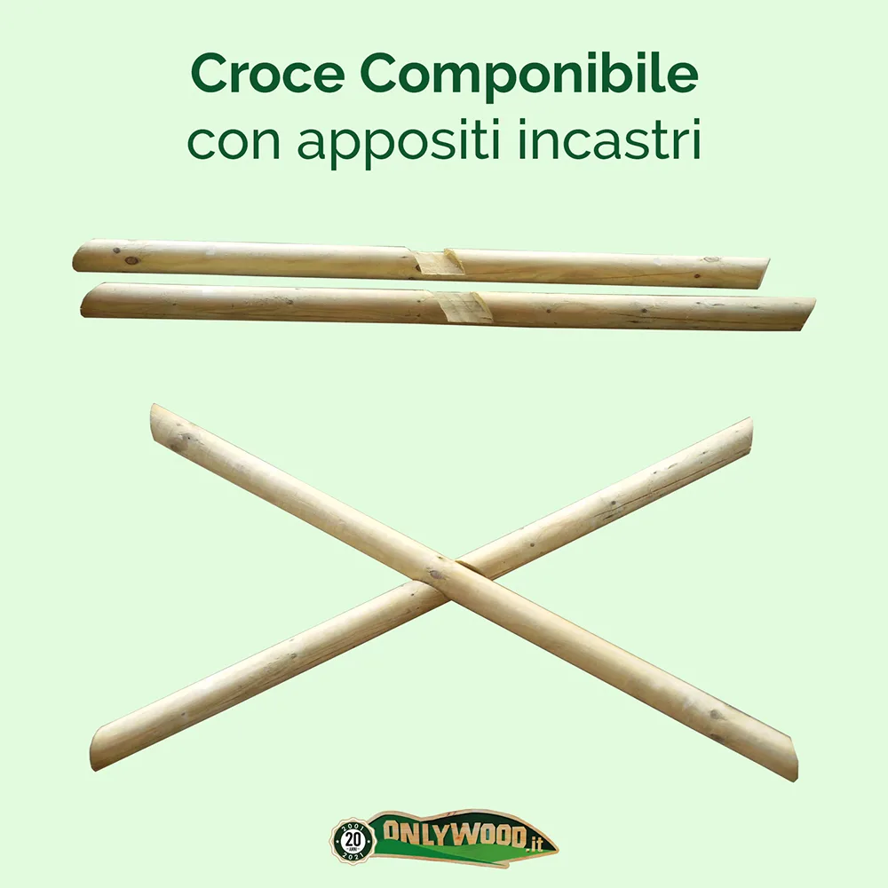 Onlywood Staccionata in Legno a Croce Sant'Andrea in Pino. Dimensioni (misure L 150 centimetri x H 150 centimetri). Modulo continuativo con 1 piantone-80719