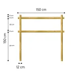 Onlywood Staccionata a 2 traverse in Pino certificato due fori (misure L 150cm x H 150cm) - Modulo iniziale con 2 piantoni-0