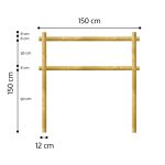 Onlywood Staccionata a 2 traverse in Pino certificato due fori (misure L 150cm x H 150cm) - Modulo iniziale con 2 piantoni-0