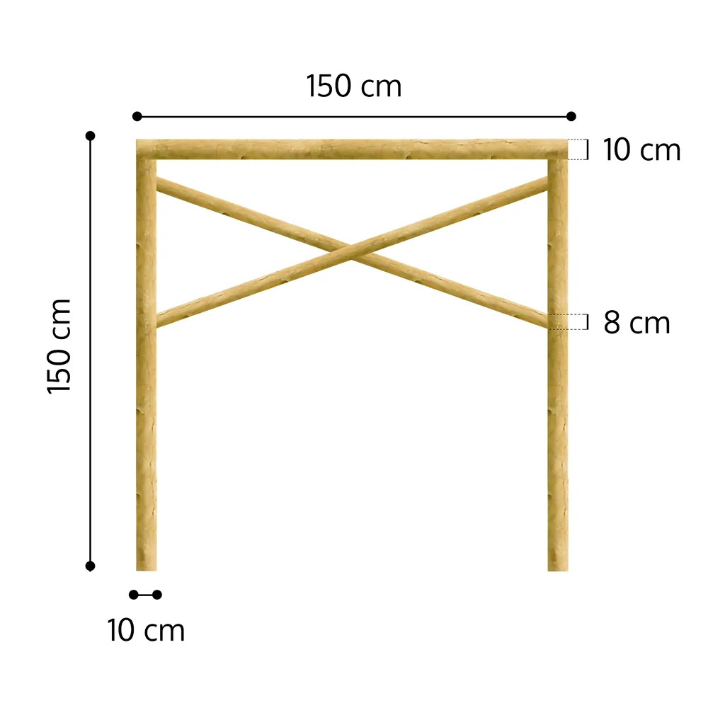Onlywood Staccionata a Croce S. Andrea in Pino Certificato (misure L 150cm x H 150cm) - Modulo iniziale con 2 piantoni-0