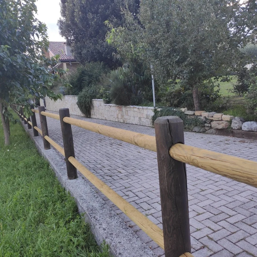 Onlywood Staccionata a 2 traverse in Pino certificato due fori (misure L 150cm x H 150cm) - Modulo iniziale con 2 piantoni-80756