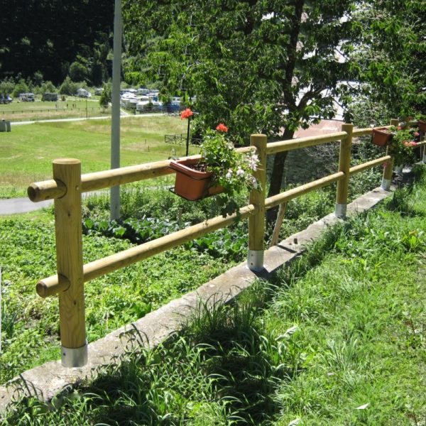 Onlywood Staccionata in Legno a 2 traverse in Pino - due fori-0