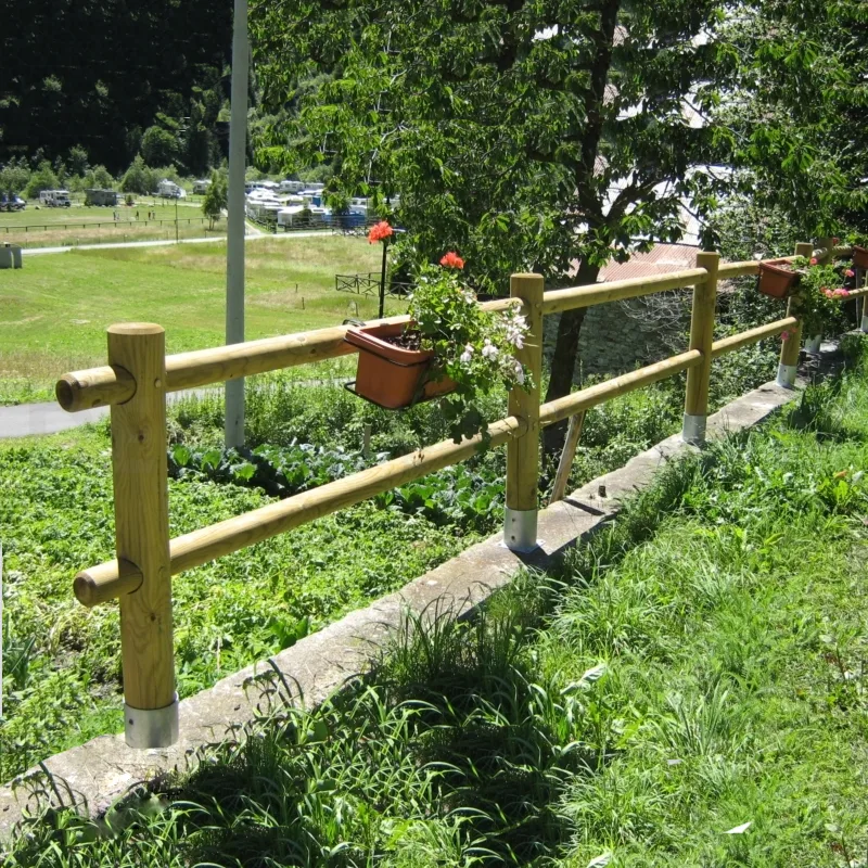 Onlywood Staccionata in Legno a 2 traverse in Pino 2 fori PREZZO a Campata 150/200 cm