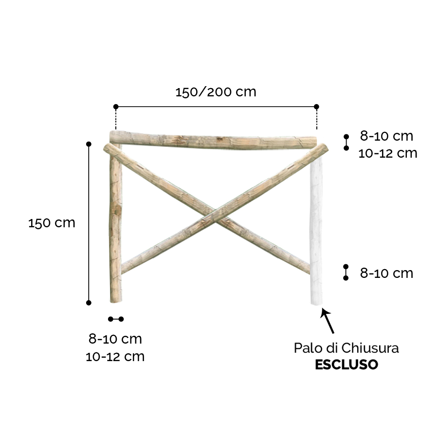 Onlywood Staccionata in Legno Croce Sant'Andrea in Castagno scortecciato -84278