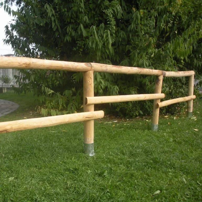 Onlywood Staccionata in Legno Rustica a 1 traversa mezzi pali + corrimano in Castagno Scortecciato PREZZO a Campata 150/200 cm