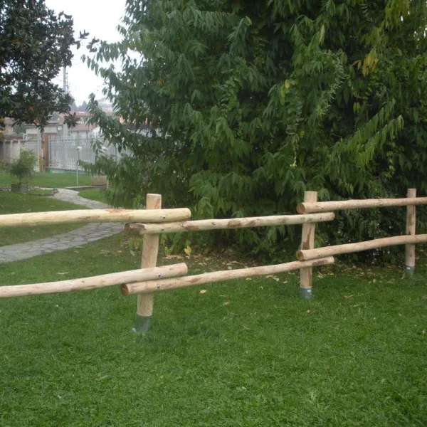 Onlywood Staccionata in Legno Rustica Valdostana a pali interi in Castagno Scortecciato-0