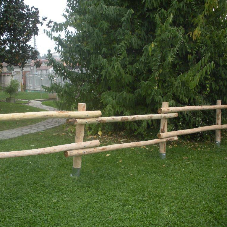 Onlywood Staccionata in Legno Rustica Valdostana a pali interi in Castagno Scortecciato-0