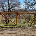 Onlywood Staccionata in Legno Rustica con traversa diagonale in Castagno Scortecciato-84028