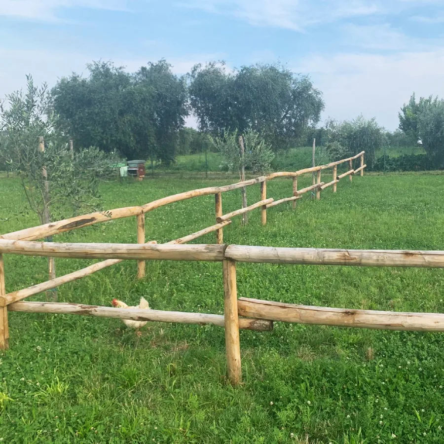 Onlywood Staccionata in Legno Rustica Valdostana a pali interi in Castagno Scortecciato-83570