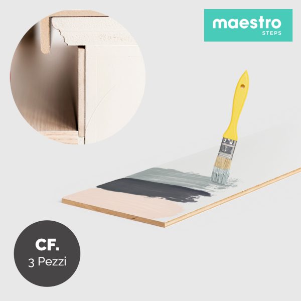 ALZATE BIANCHE VERNICIABILI Rivestimento per Scale Interne - Confezione 3 Pezzi -0
