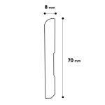Onlywood Battiscopa MDF Bianco Liscio EVE Verniciabile per Scala - Sezione 8 x 70 mm Asta da 2,2 m -85686