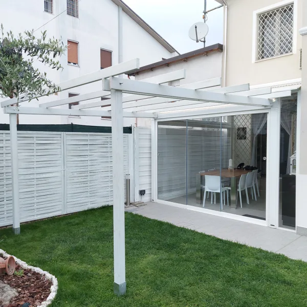 Onlywood Pergola in Legno Addossata BASIC in Pino Trattato per Coperture Leggere - ANCHE SU MISURA-0