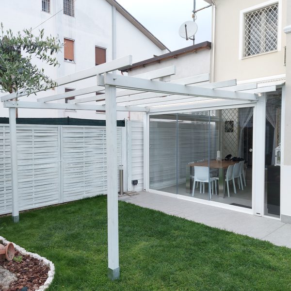 Onlywood Pergola in Legno Addossata BASIC in Pino Trattato per Coperture Leggere - ANCHE SU MISURA-0