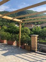 Onlywood Pergola in Legno Addossata BASIC in Pino Trattato per Coperture Leggere - ANCHE SU MISURA-85929