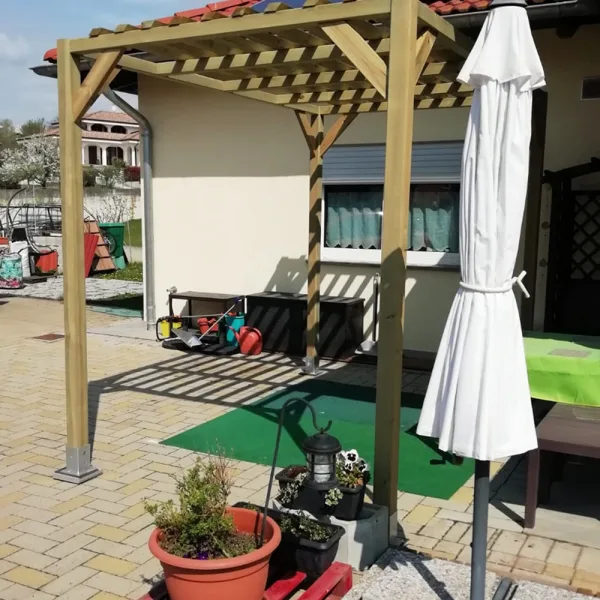 Onlywood Pergola autoportante MODERN in Legno Pino Trattato per Coperture Leggere - ANCHE SU MISURA-0
