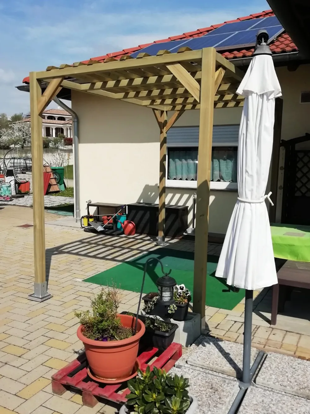 Onlywood Pergola autoportante MODERN in Legno Pino Trattato per Coperture Leggere - ANCHE SU MISURA-0