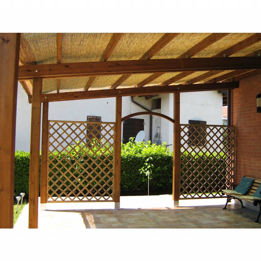 Onlywood Pergola in Legno Addossata BASIC in Pino Trattato per Coperture Leggere - 600 x 200 cm-86073