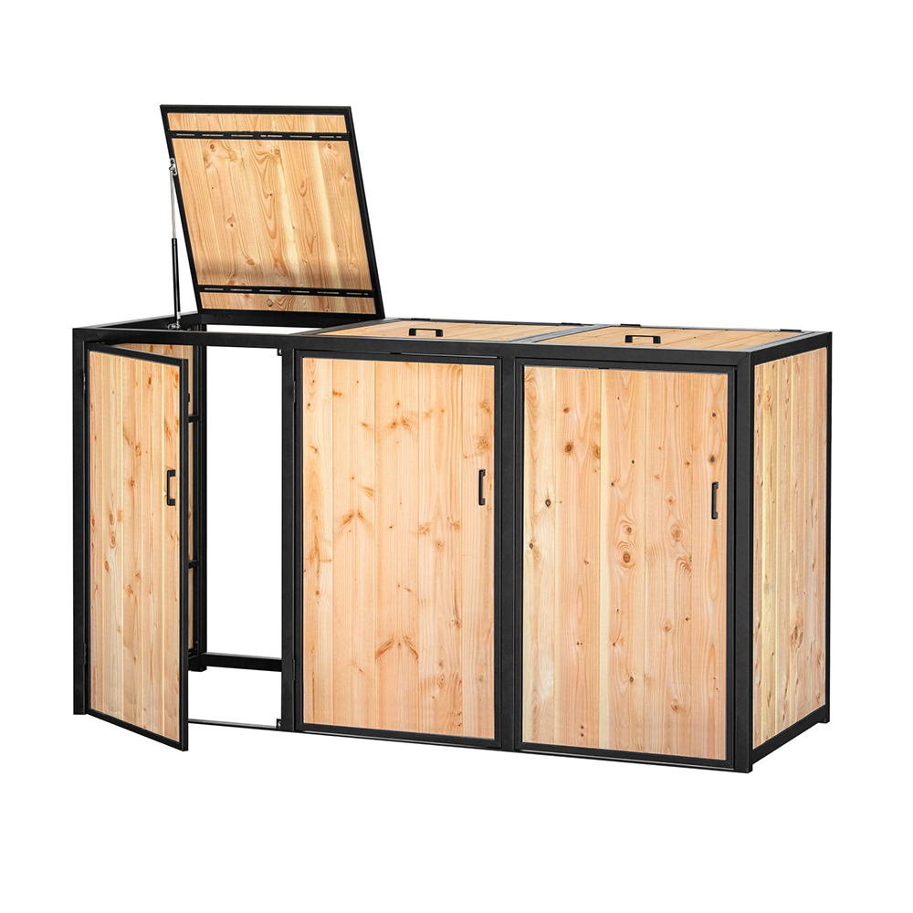 Porta bidoni da esterno Triplo 210 X 80 X 118 h.cm in Legno Douglas - RACCOLTA DIFFERENZIATA-0 Porta bidoni da esterno Triplo 210 X 80 X 118 h.cm in Legno Douglas - RACCOLTA DIFFERENZIATA-0