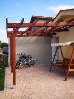 Onlywood Pergola in Legno Addossata STANDARD in Pino Trattato per Coperture Pesanti - ANCHE SU MISURA-0