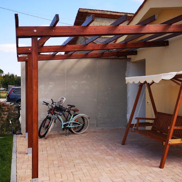 Onlywood Pergola in Legno Addossata STANDARD in Pino Trattato per Coperture Pesanti - ANCHE SU MISURA-0