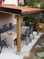 Onlywood Pergola in Legno Addossata STRONG in Pino Trattato per Coperture Extra Pesanti - ANCHE SU MISURA-0