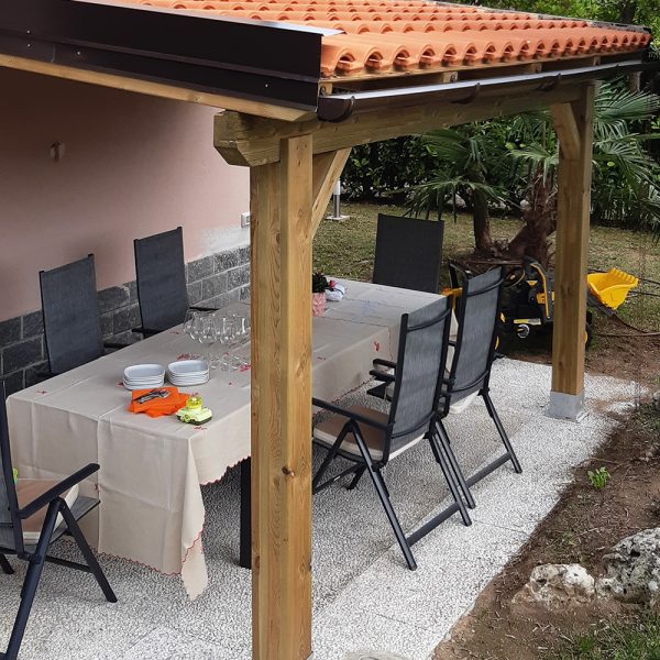 Onlywood Pergola in Legno Addossata STRONG in Pino Trattato per Coperture Extra Pesanti - ANCHE SU MISURA-0