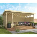 Onlywood Pergola in legno con Pareti Frangivista KRISTINA 560 X 284 x 264 cm-0