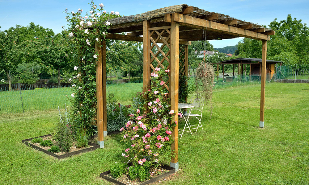 Onlywood Pergola in Legno Autoportante BASIC in Pino Trattato per Coperture Leggere - ANCHE SU MISURA 14 trattamento autoclave pergole