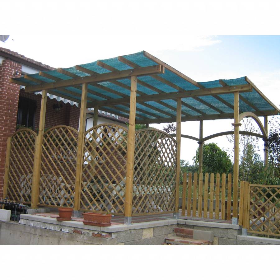 Onlywood Pergola in Legno Autoportante BASIC in Pino Trattato per Coperture Leggere - 800 x 400 cm-86228